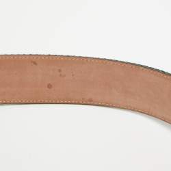 Gucci Tan Leather and Web Canvas Interlocking G Buckle Belt 95 CM