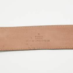 Gucci Tan Leather and Web Canvas Interlocking G Buckle Belt 95 CM