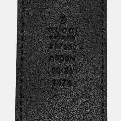 Pre Owned Gucci Black Leather GG Marmont Buckle Belt 90CM