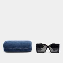 Pre Owned Gucci Black GG0535S Leaf Motif Oversized Sunglasses 