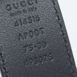 Pre Owned Gucci Black Leather GG Marmont Buckle Belt 75 CM