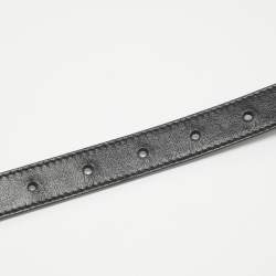 مملوكة مسبقًا Gucci Black Leather GG Marmont Slim Belt 85 CM