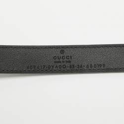 مملوكة مسبقًا Gucci Black Leather GG Marmont Slim Belt 85 CM