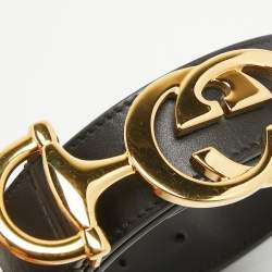 مملوكة مسبقًا Gucci Black Leather Zumi Buckle Belt 85 CM