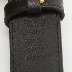 مملوكة مسبقًا Gucci Black Leather Zumi Buckle Belt 85 CM