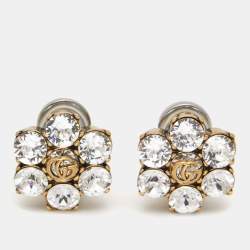 Gucci GG Crystal Gold Tone Earrings