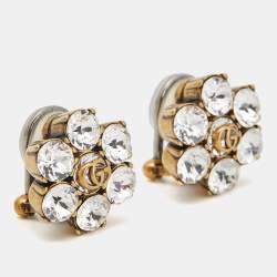 Gucci GG Crystal Gold Tone Earrings