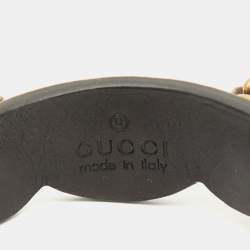 Gucci Feline Crystals Gold Tone Leather Bracelet