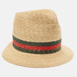 Gucci Brown Printed Straw Hat M