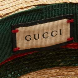 Gucci Brown Printed Straw Hat M