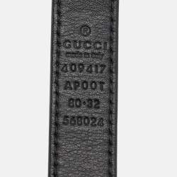 Gucci Black Leather GG Marmont Slim Buckle Belt 80CM