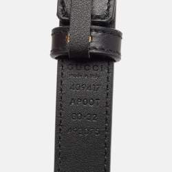 Gucci Black Leather GG Marmont Slim Belt 80 CM
