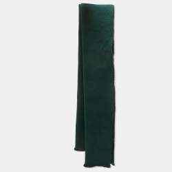 Gucci Brown/Green GG Simple Ripon Wool Scarf