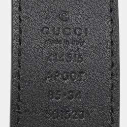 Pre Owned Gucci Black Leather GG Marmont Buckle Belt 85CM