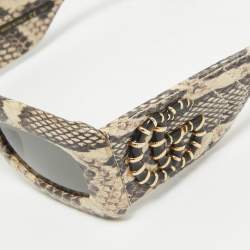 Gucci Black/Beige GG0816S Python Rectangular Sunglasses