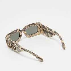 Gucci Black/Beige GG0816S Python Rectangular Sunglasses