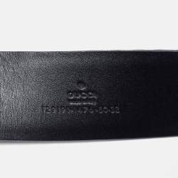 Pre Owned Gucci Black Snakeskin Embossed Leather G Serpent Buckle Belt 80CM