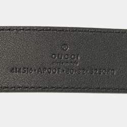Pre Owned Gucci Black Leather GG Marmont Buckle Belt 80 CM