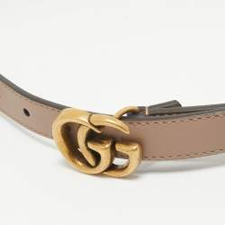 Pre Owned Gucci Dusty Pink Leather GG Marmont Slim Belt 75 CM