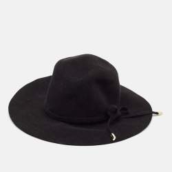 Gucci Black Rabbit Felt Wide Brim Hat M