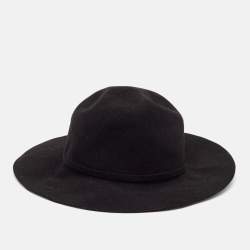 Gucci Black Rabbit Felt Wide Brim Hat M