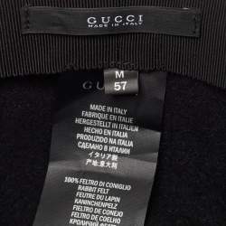 Gucci Black Rabbit Felt Wide Brim Hat M