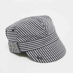 Gucci Navy Blue/White Striped Cotton Cap 