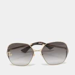 Gucci Gold Tone/Grey Gradient GG0818SA Geometric Sunglasses