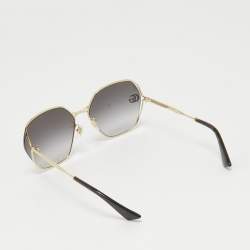 Gucci Gold Tone/Grey Gradient GG0818SA Geometric Sunglasses