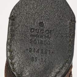 مملوكة مسبقًا Gucci Brown/Black Braided Leather Buckle Belt 85 CM