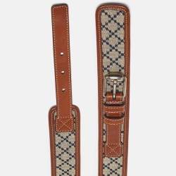 Gucci Beige/Brown Diamante Canvas and Leather Buckle Belt 105 CM