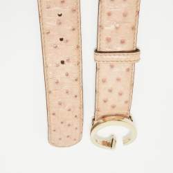 Gucci Beige Ostrich Leather G Buckle Belt 85CM