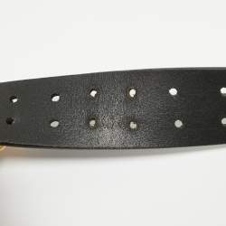 مملوكة مسبقًا Gucci Black Leather Horsebit Round Buckle Belt 95CM