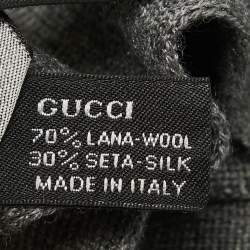 Gucci Grey Web Striped Wool & Silk Knit Stole