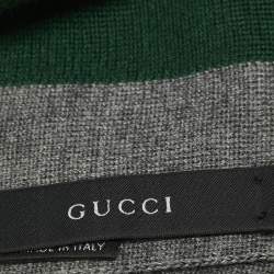 Gucci Grey Web Striped Wool & Silk Knit Stole