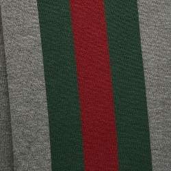 Gucci Grey Web Striped Wool & Silk Knit Stole