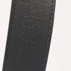 Gucci Black Leather GG Marmont Buckle Belt 75CM