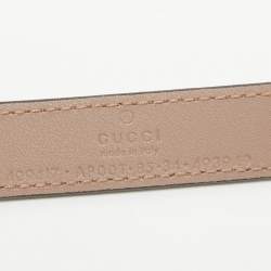Gucci Dusty Pink Leather Double G Buckle Slim Belt 85 CM