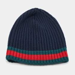Gucci Black Web Rib Knit Wool Beanie M