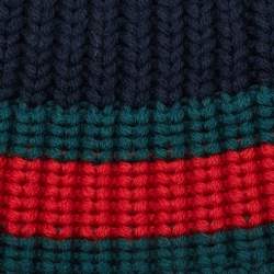 Gucci Black Web Rib Knit Wool Beanie M