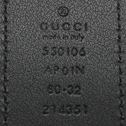 Gucci Black Leather Crystal Embellished G Buckle Belt 80CM