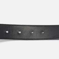 Pre Owned Gucci Black Leather GG Marmont Buckle Belt 80CM