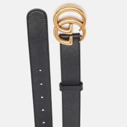 Pre Owned Gucci Black Leather GG Marmont Buckle Belt 80CM