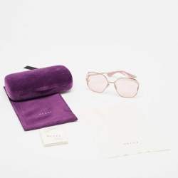 مملوكة مسبقًا Gucci Pink/Gold GG0818SA GG Oversized Sunglasses
