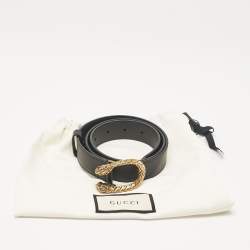 Gucci Black Leather Dionysus Buckle Belt 80 CM
