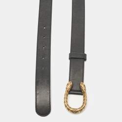 Gucci Black Leather Dionysus Buckle Belt 80 CM