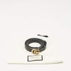 Pre Owned Gucci Black Leather GG Marmont Slim Belt 120 CM