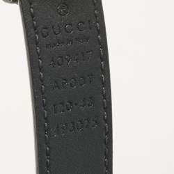 Pre Owned Gucci Black Leather GG Marmont Slim Belt 120 CM