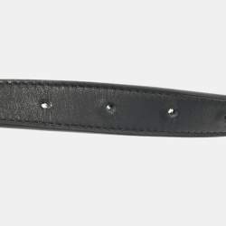 Pre Owned Gucci Black Leather GG Marmont Slim Belt 120 CM
