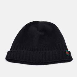 Gucci Black Rib Knit Cashmere Beanie
